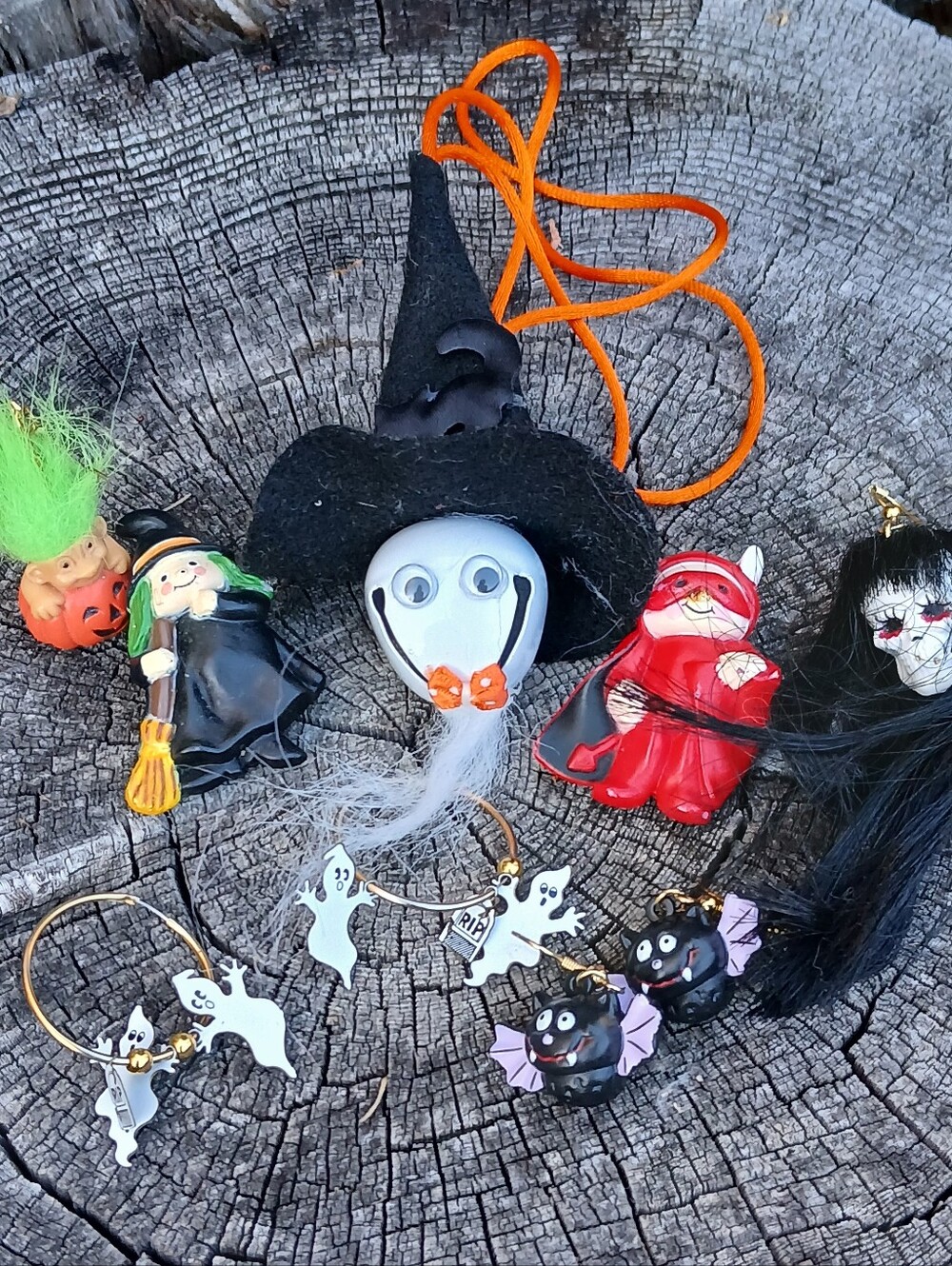 Vintage 80s Fun World S Lehman Halloween Pin Brooch,Earring Pendant Bundle Lot